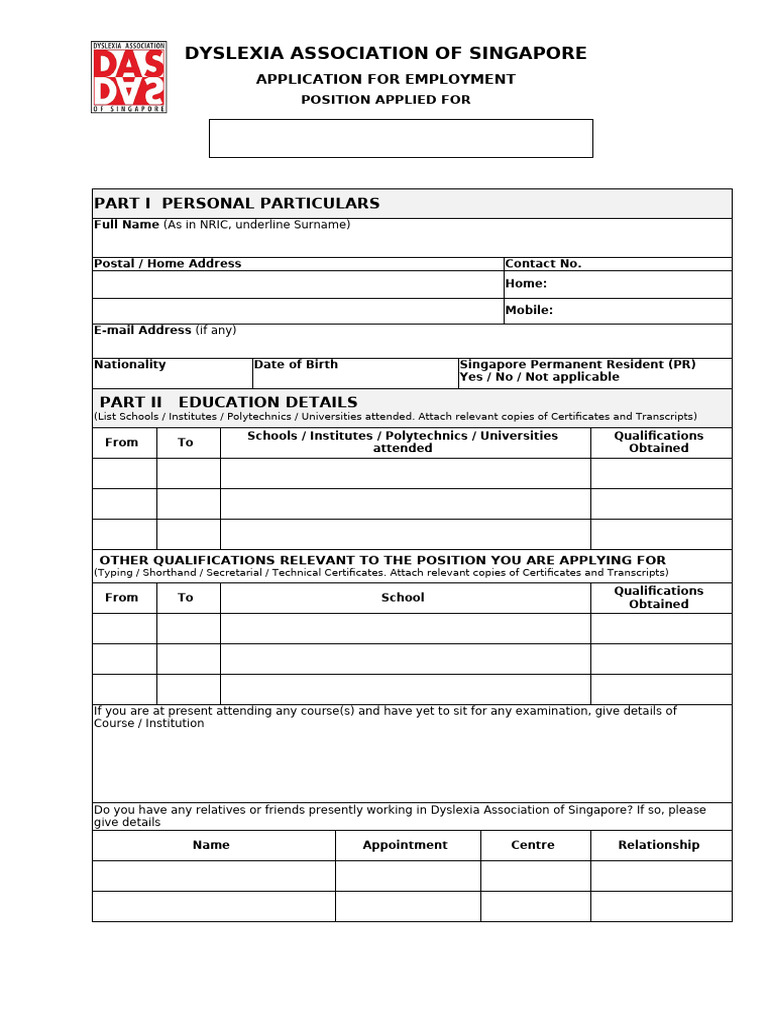 DAS Employment Application Form Updated June 2025 | PDF