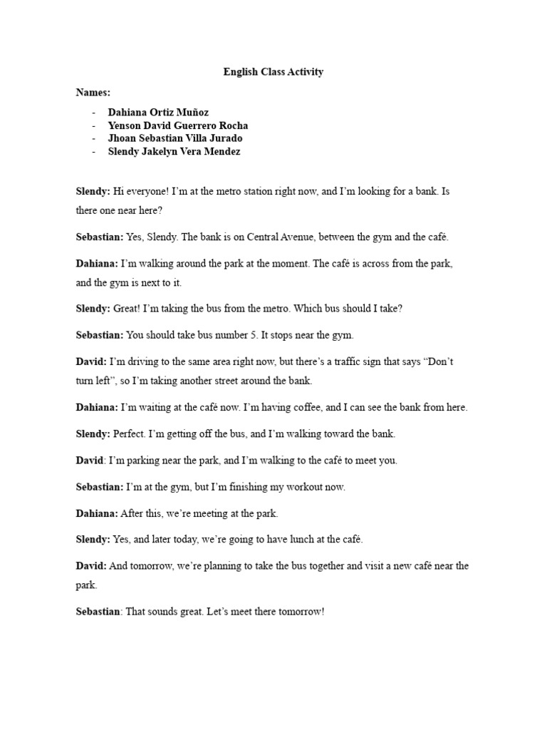 English Class Activity 19-01-26 | PDF