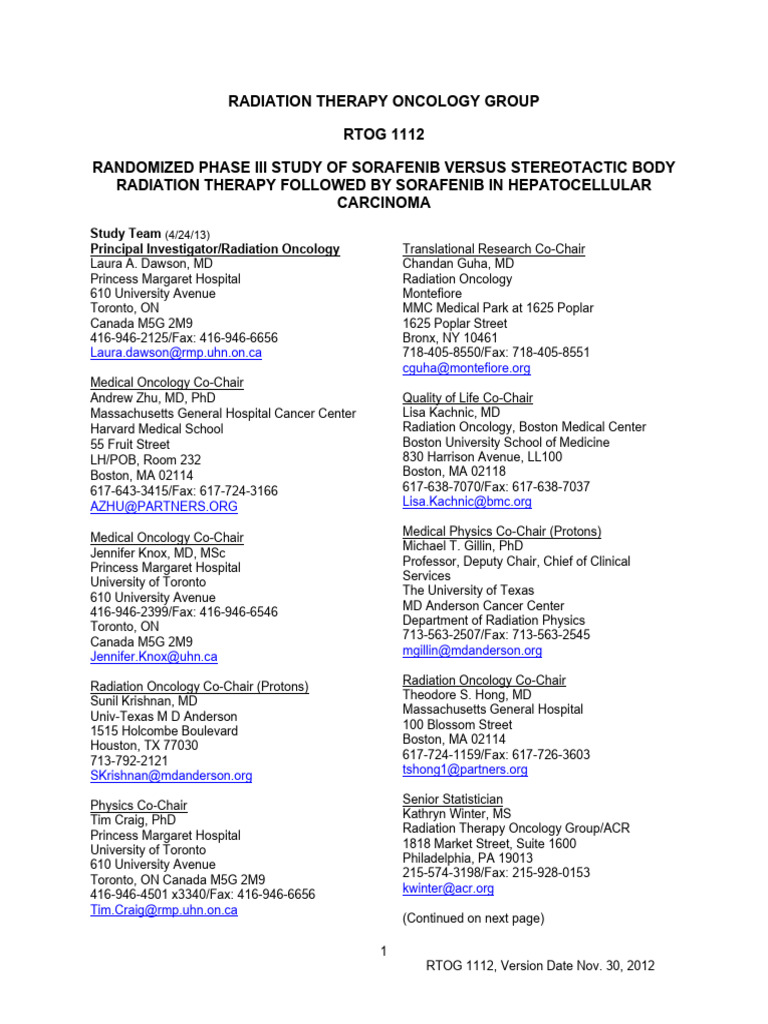 RTOG 1112 Protocol | PDF | Cirrhosis | Radiation Therapy