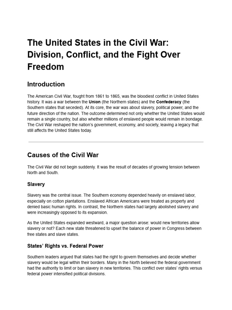 The American Civil War | PDF | Confederate States Of America | Slavery ...