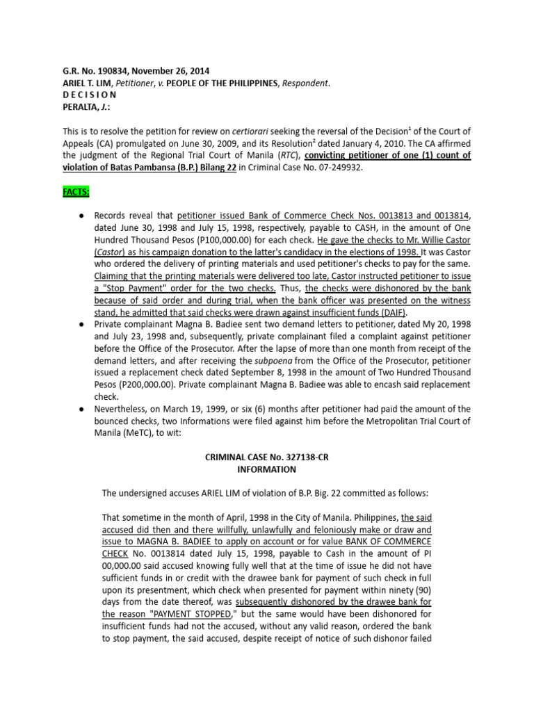 268911839-Lim-v-People.docx | PDF | Acquittal | Legal Procedure