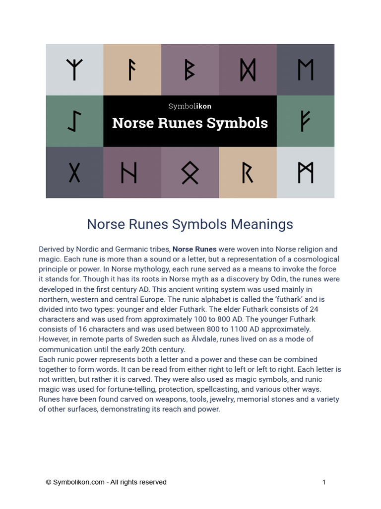 Norse Runes Symbols Meanings Booklet | PDF | Runes