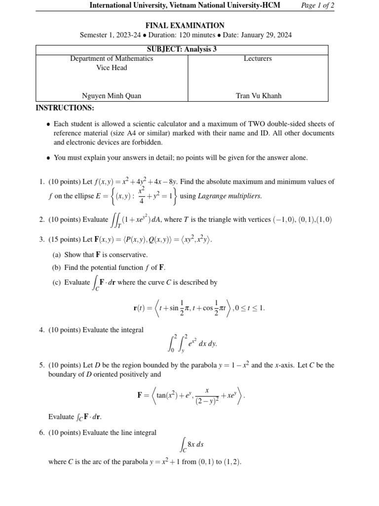 Analysis3 Final S22023 24 WithAnswer v1 | PDF | Mathematics ...