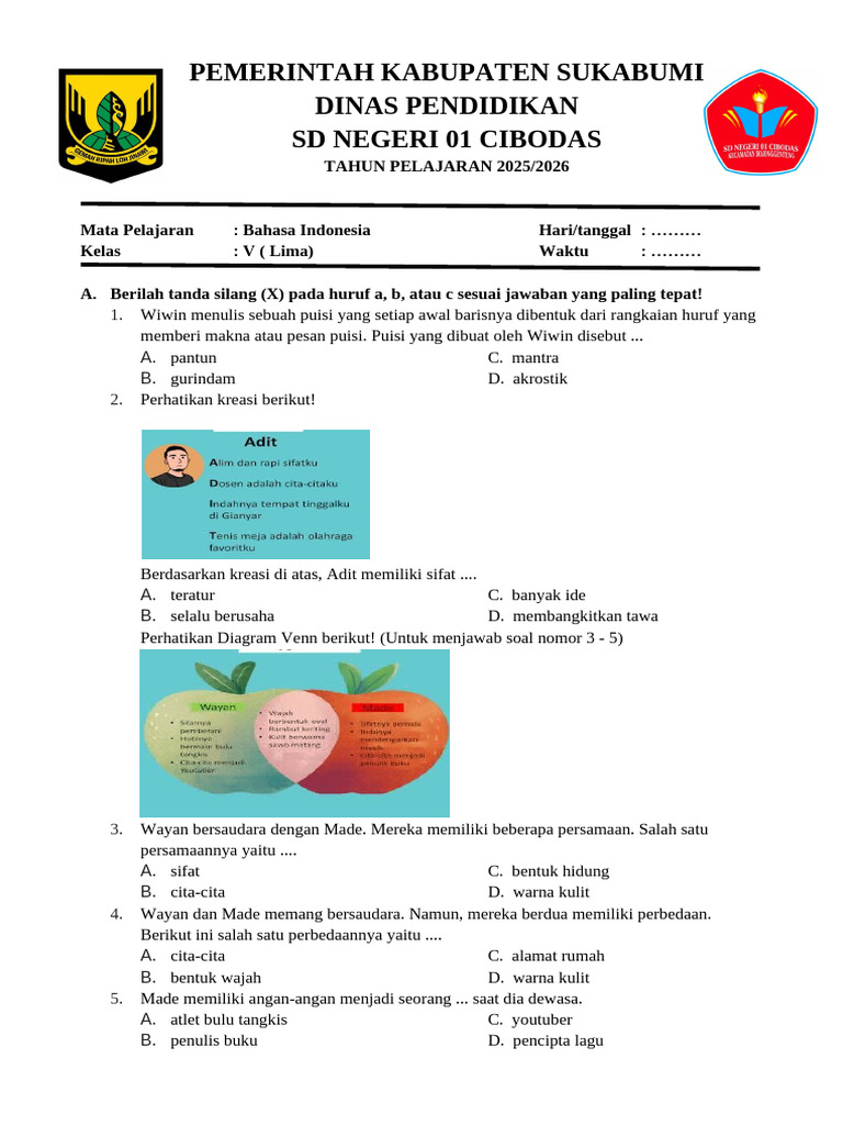 Sas 1 Kelas 5 Exmpl | PDF