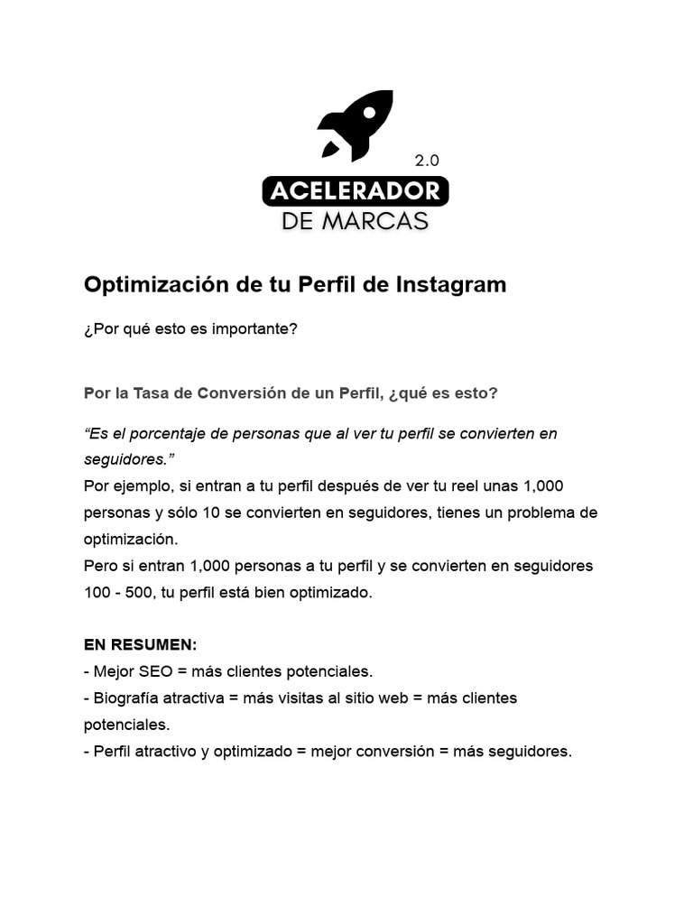 Cómo Optimizar Tu Perfil de Instagram | PDF | Red mundial | Internet y web