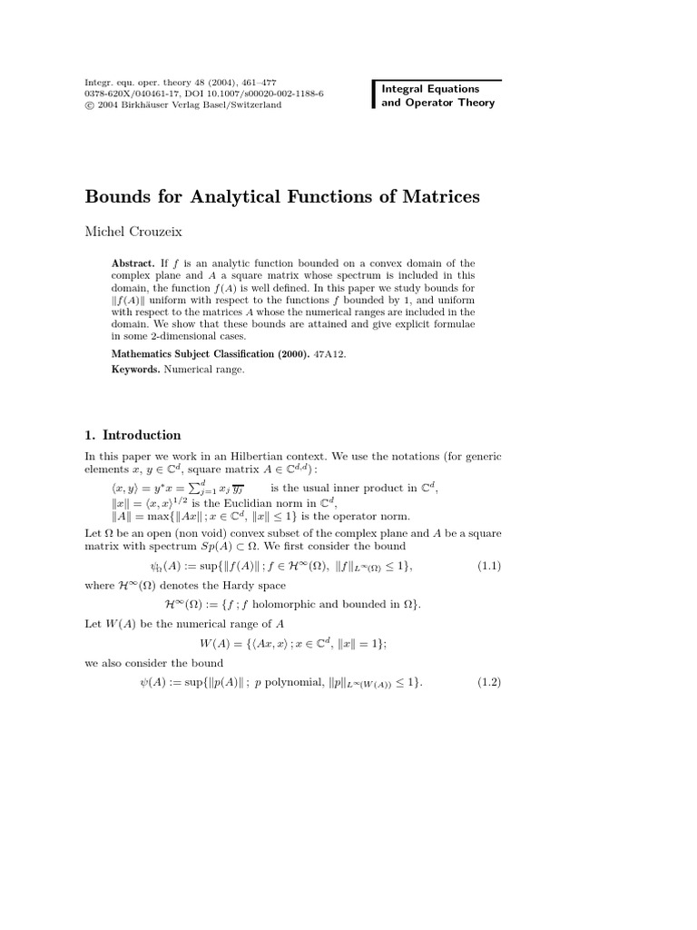 crouzeix2004 | PDF | Holomorphic Function | Geometry
