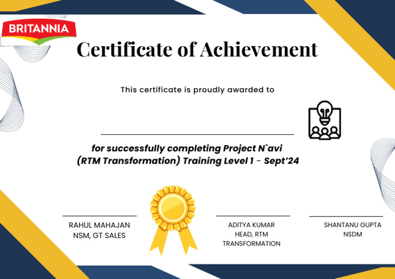 Blue and Yellow Minimalist Employee of The Month Certificate | PDF