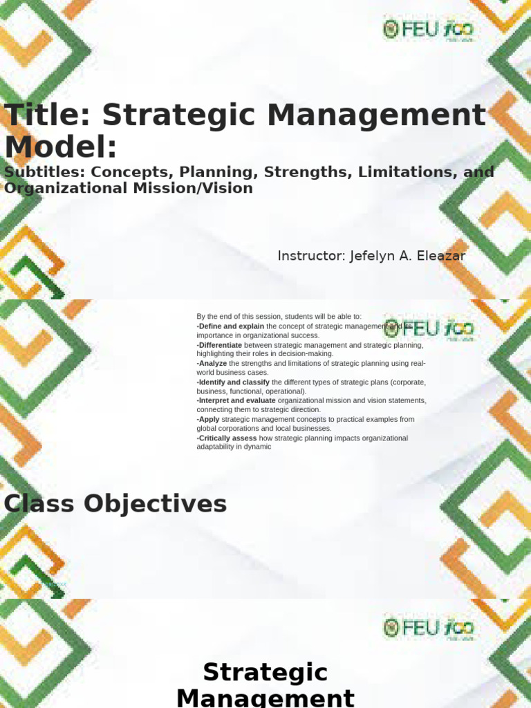 Lesson 1 Strategic Management Model | PDF | Strategic Management ...