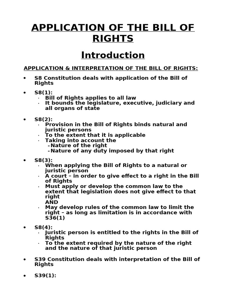 Application of The Bill of Rights | PDF | Common Law | Precedent