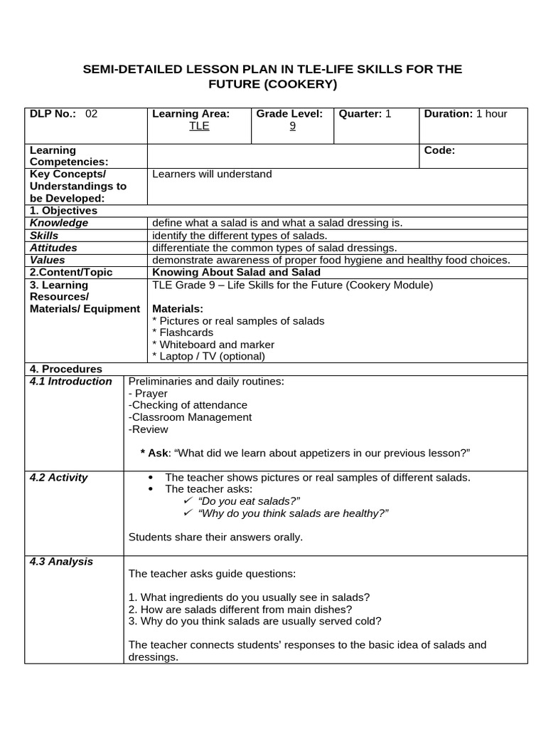 TLE DLP 02 | PDF | Salad | Foods