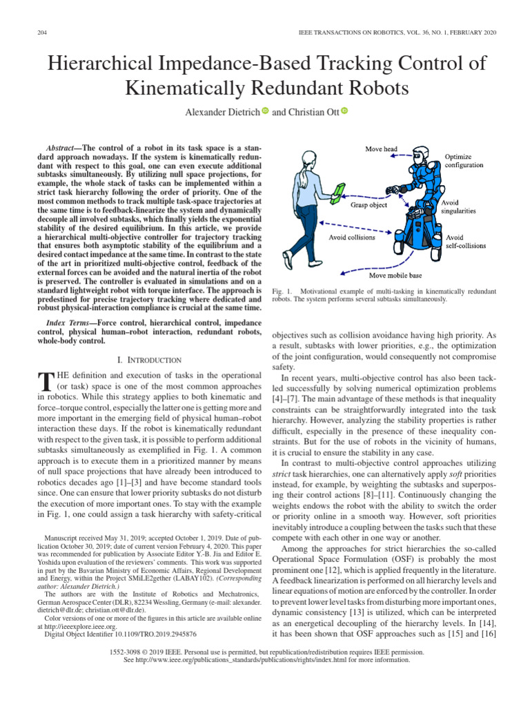 Hierarchical Impedance-Based Tracking Control of Kinematically ...