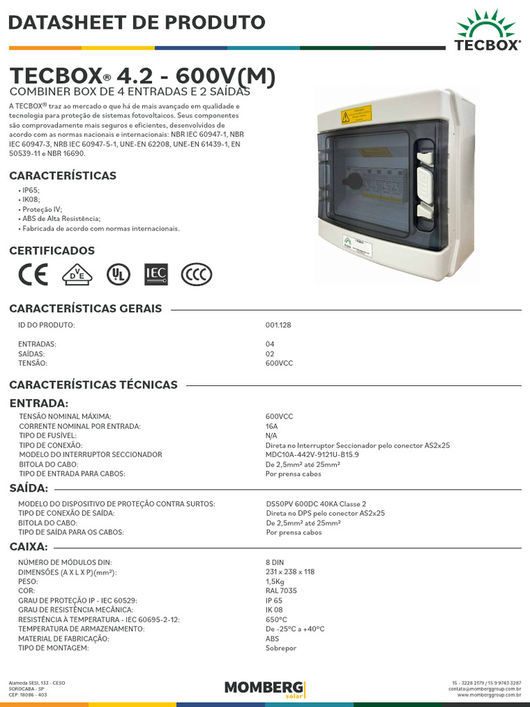 Tecbox® 4.2 - 600V (M) | PDF | Eletricidade | Engenharia Elétrica