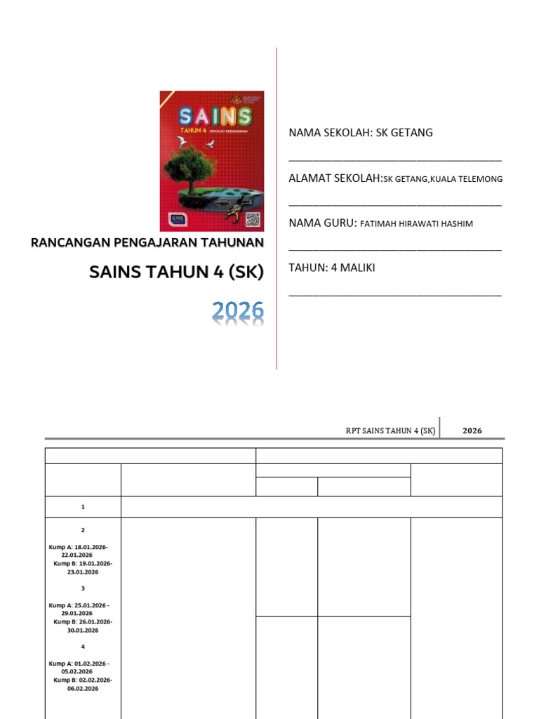 RPT 2026 Sains | PDF