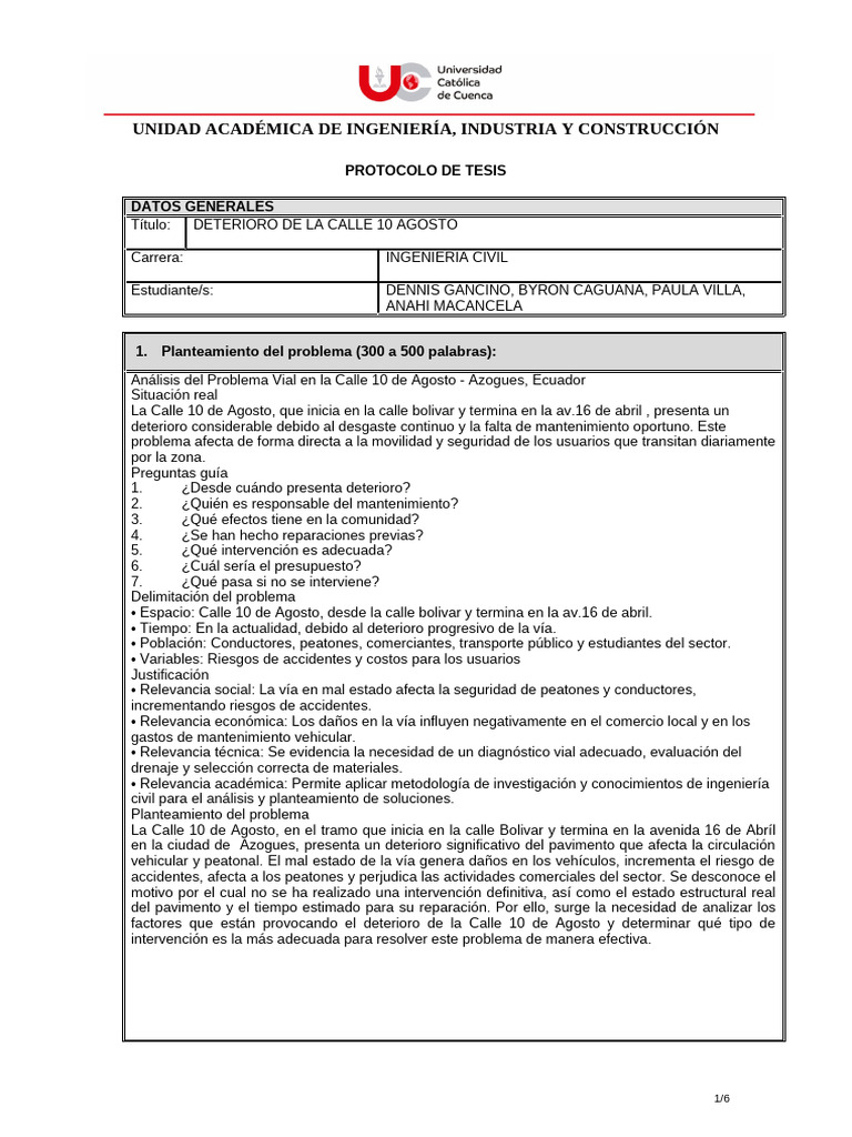 Copia de Protocolo de Tesis UCACUE 2 | PDF | Peatonal | Calle