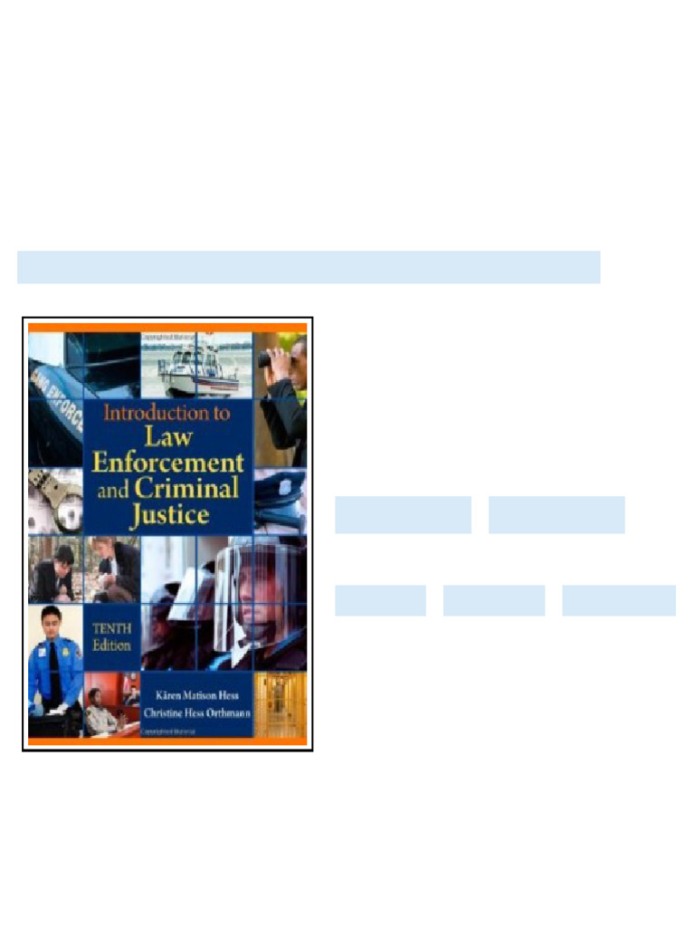 Test Bank for Introduction to Law Enforcement and Criminal Justice, 10th Edition : Hess ...