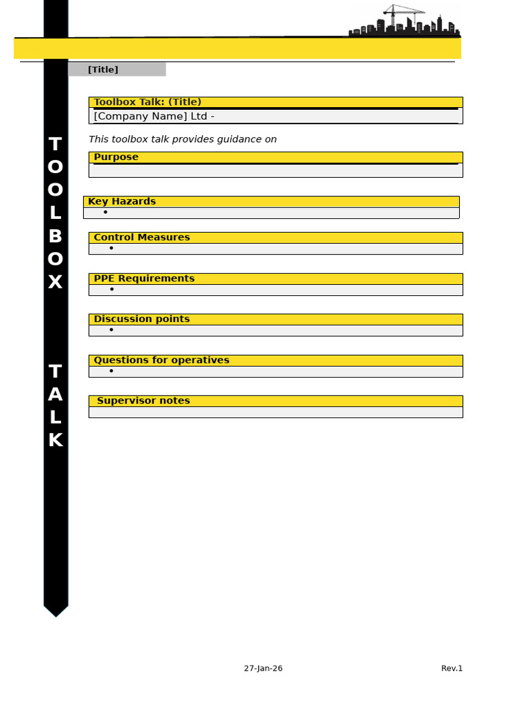 Toolbox Talk Template | PDF