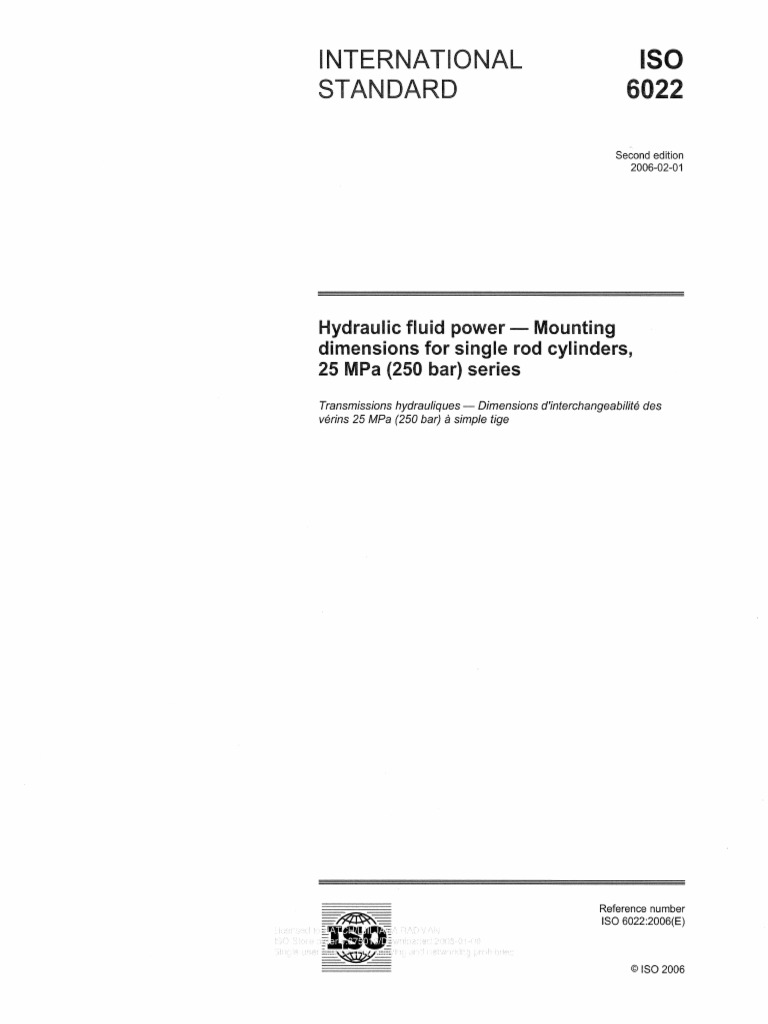 ISO 6022 - Hydraulic Cylinder Mounting Dimensions | PDF
