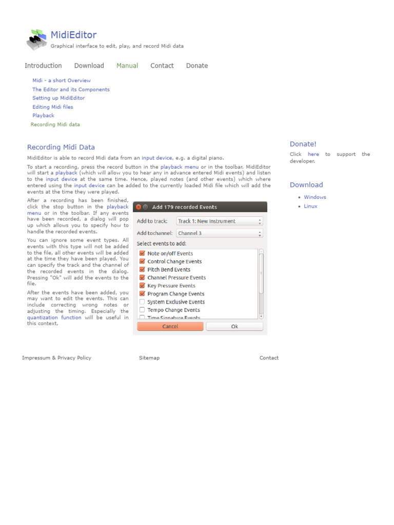 Recording MidiEditor | PDF