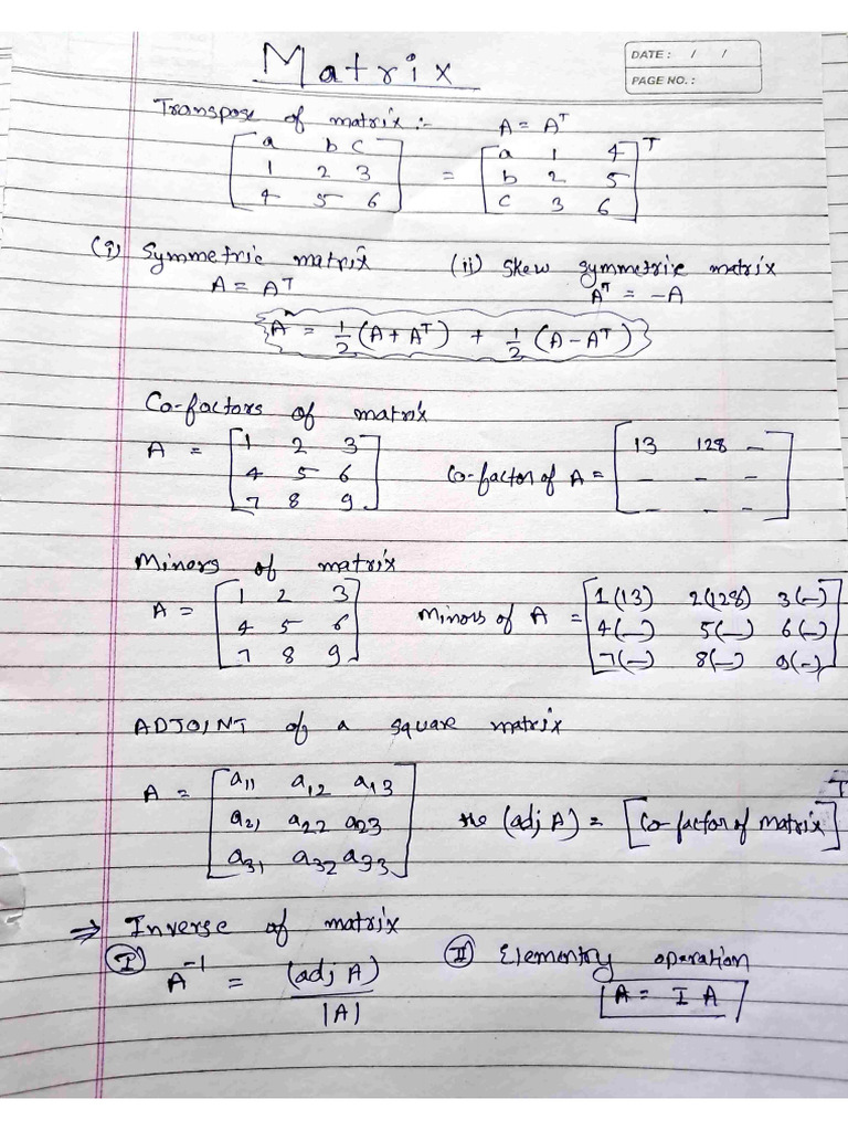 Rank of Matrix by Echelon and Normal Form and Some Basics of Matrices | PDF