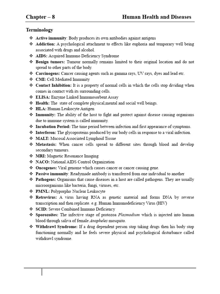 Chapter 8 - Human Health and Disease | PDF | Immune System | Lymphatic ...