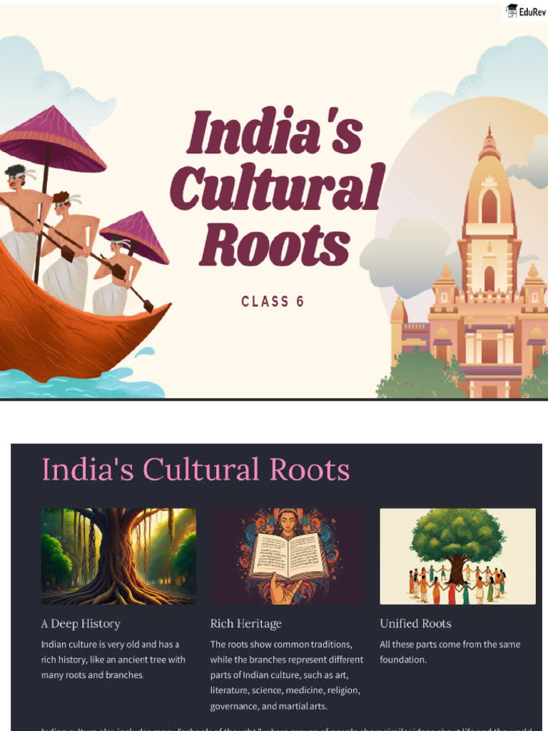 Indias Cultural Roots PPT Grade 6 | PDF