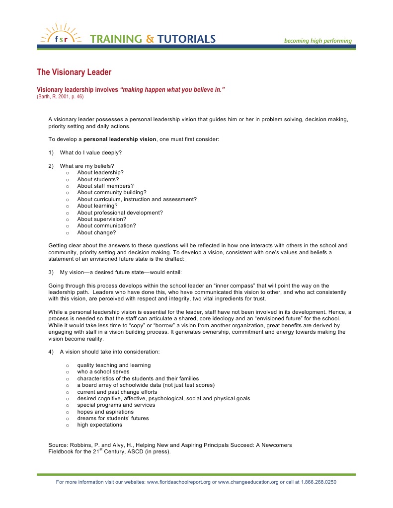 Visionary Leader | PDF | Visual Perception | Leadership