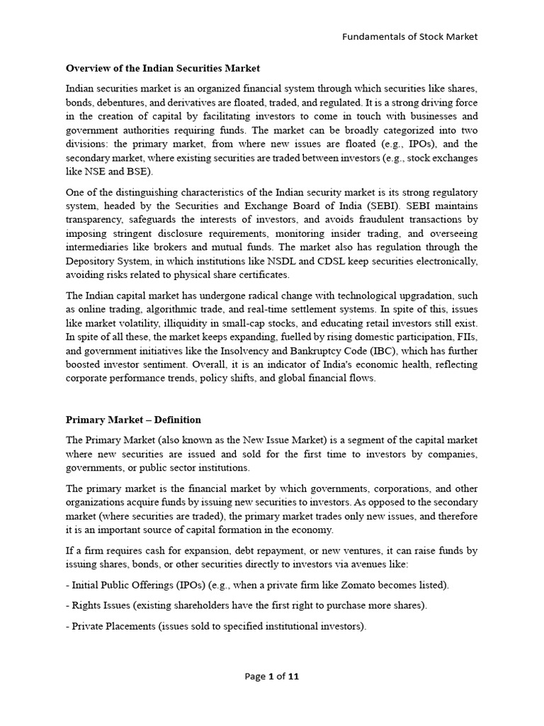 Unit 1 Notes | PDF | Securities (Finance) | Initial Public Offering