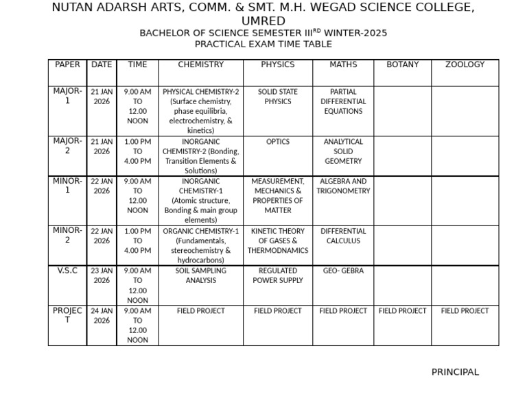 TIME TABLE b sc | PDF