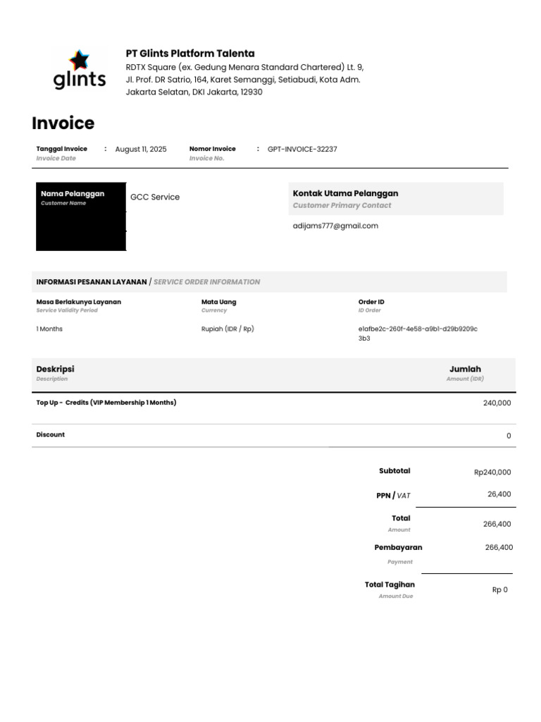 Glints Receipt GPT Invoice 32237 | PDF