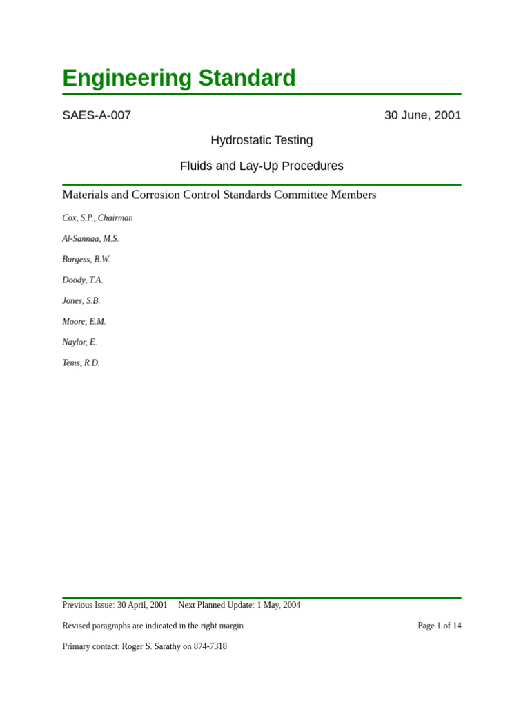 Saudi Aramco Engineering Standard SAES-A-007 | PDF | Corrosion | Water