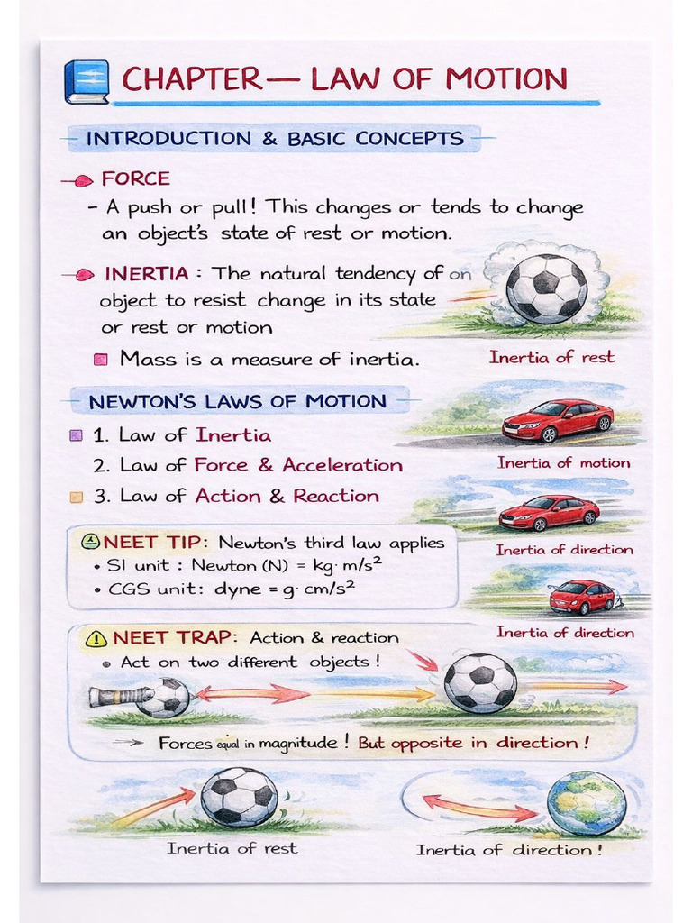 Law of Motion Short Notes ??? | PDF