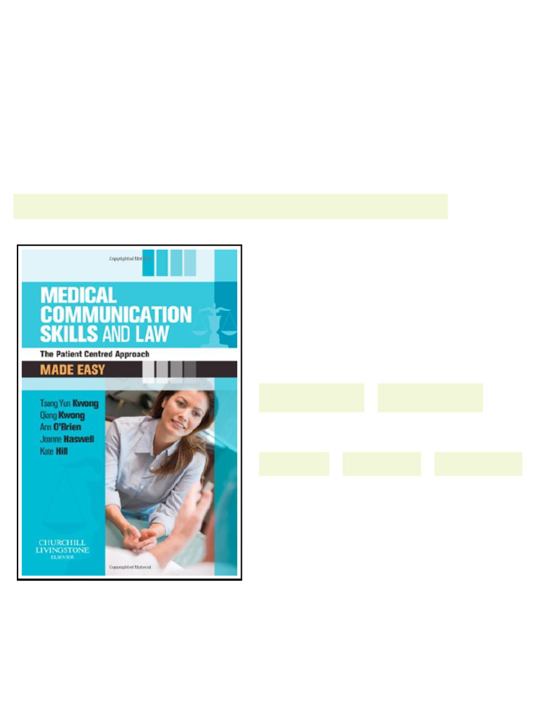 Medical communication skills and law the patient centred approach 1st ...