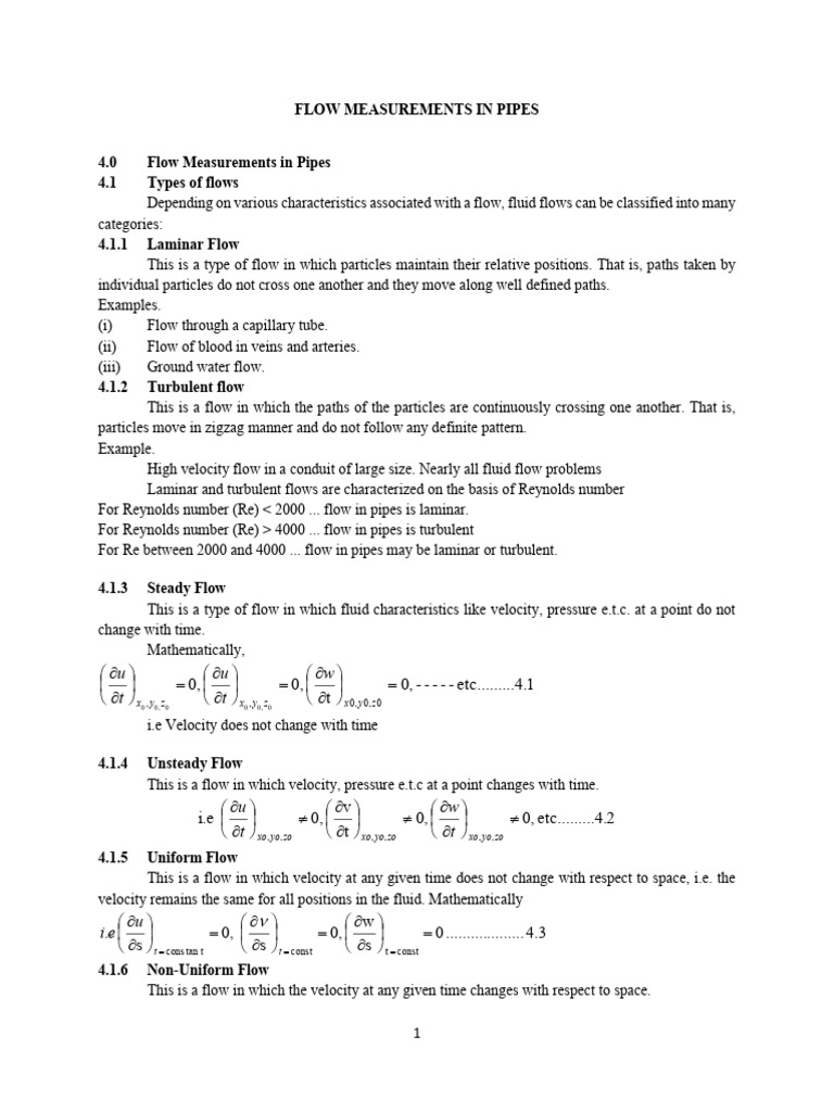 Flow Measurement in Pipes | PDF | Flow Measurement | Fluid Dynamics