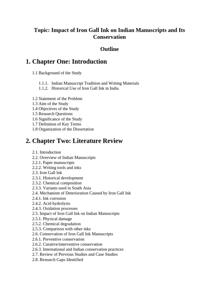 Dissertation Outline | PDF | Ink | Methodology