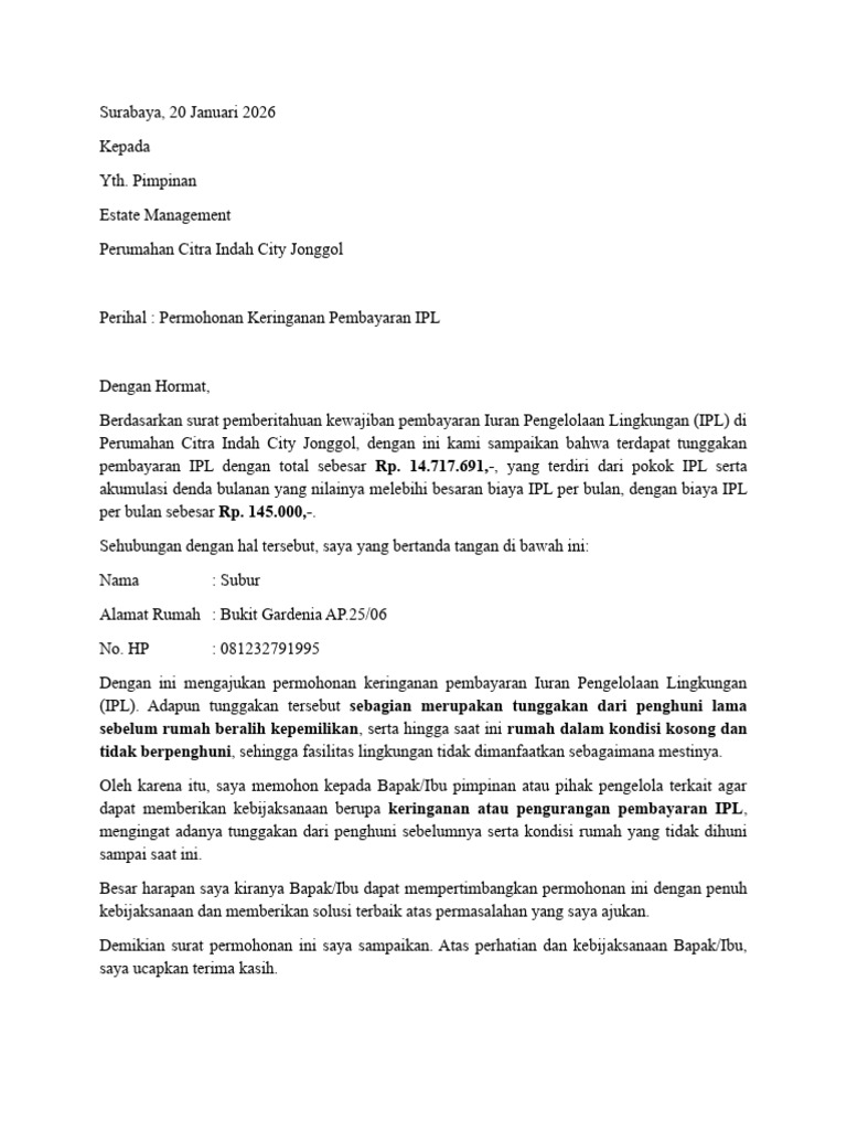 Permohonan Keringanan IPL | PDF