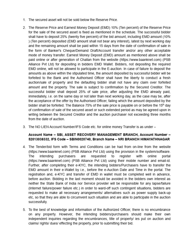 Auction Standard Terms and Conditions | PDF | Auction | Banks