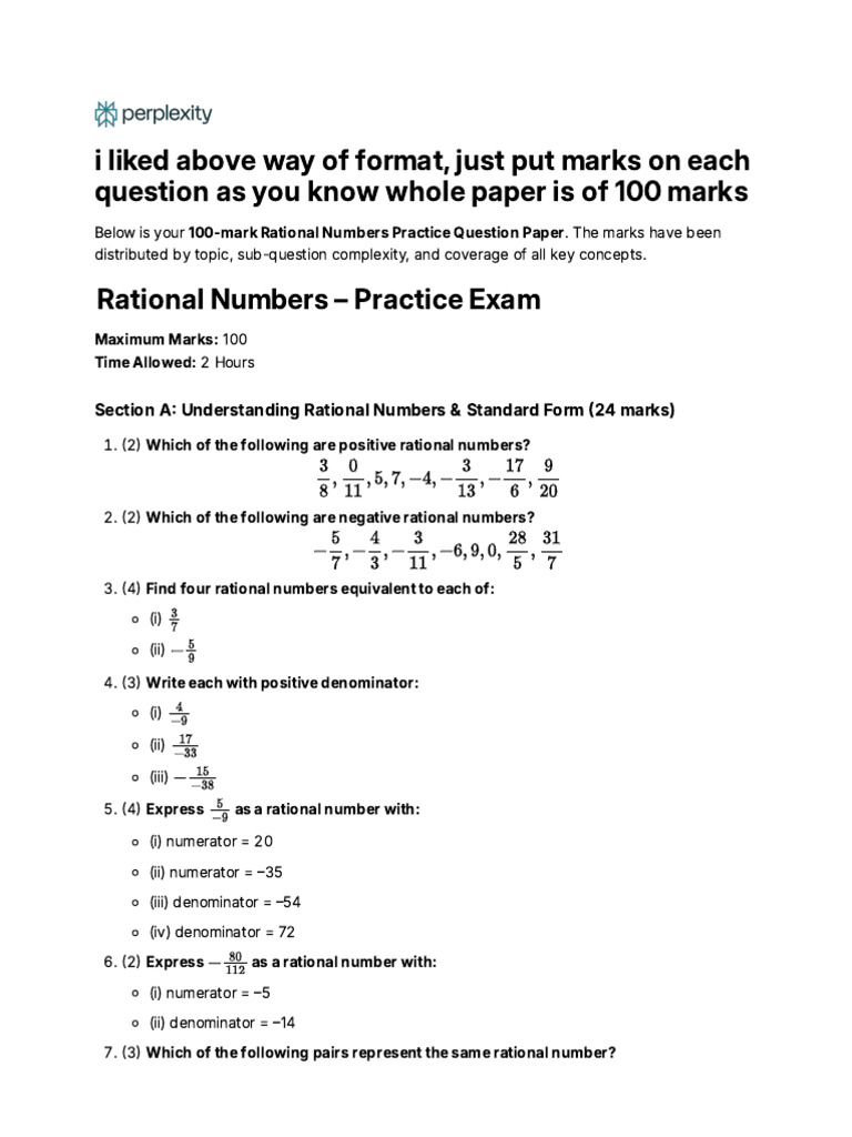 i Liked Above Way of Format, Just Put Marks on Ea | PDF | Numbers ...