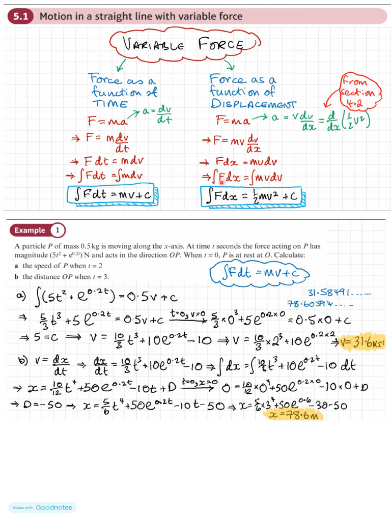 Linear Motion With Variable Forces | PDF