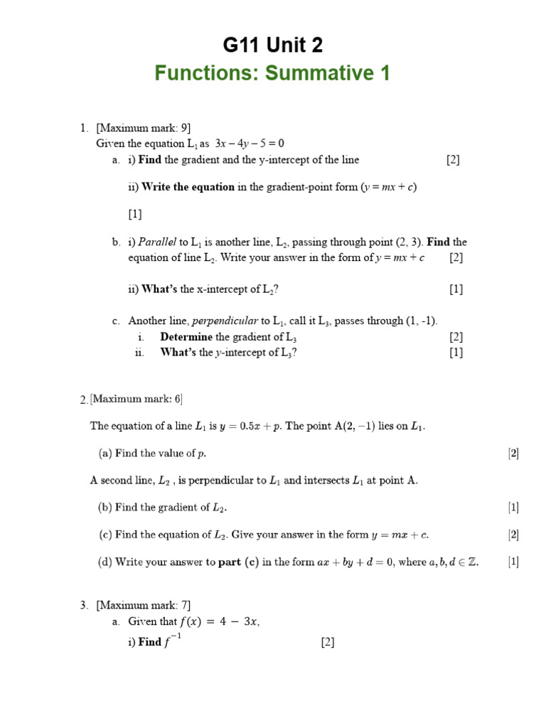 G11 Unit 2 Summative 1 | PDF | Mathematical Analysis
