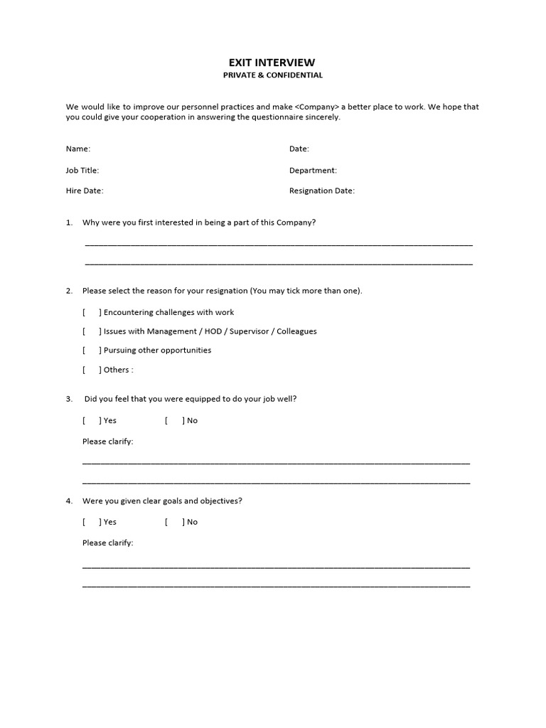 Exit Interview Form Template | PDF | Chess | Chess Theory