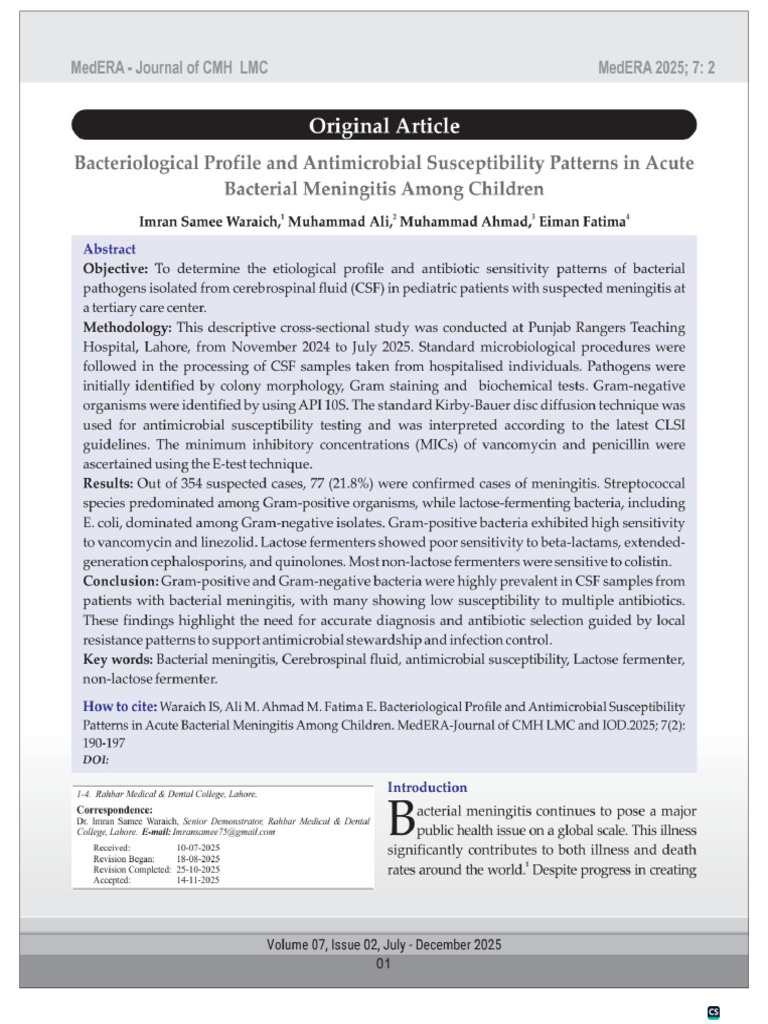 Bacteriological Profile and Antimicrobial Susceptibility Patterns in ...
