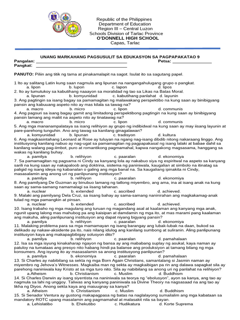 QT1 Esp Exam | PDF