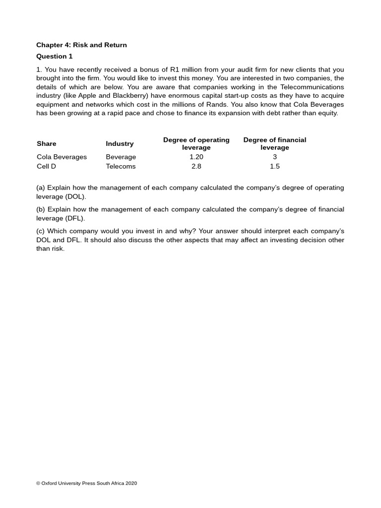 R&R Extra Questions - With Correction On Q2 NB | PDF | Capital Asset ...