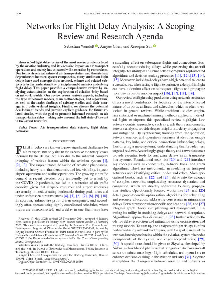 Networks For Flight Delay Analysis A Scoping Review and Research Agenda ...