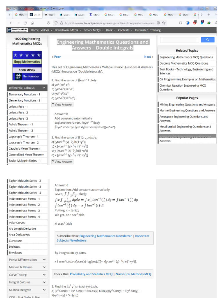 2022-05-12 - Engineering Mathematics Questions and Answers - Double ...