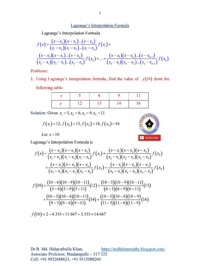 m3 r15 Lagranges Interpolation Formula 3.4 | PDF