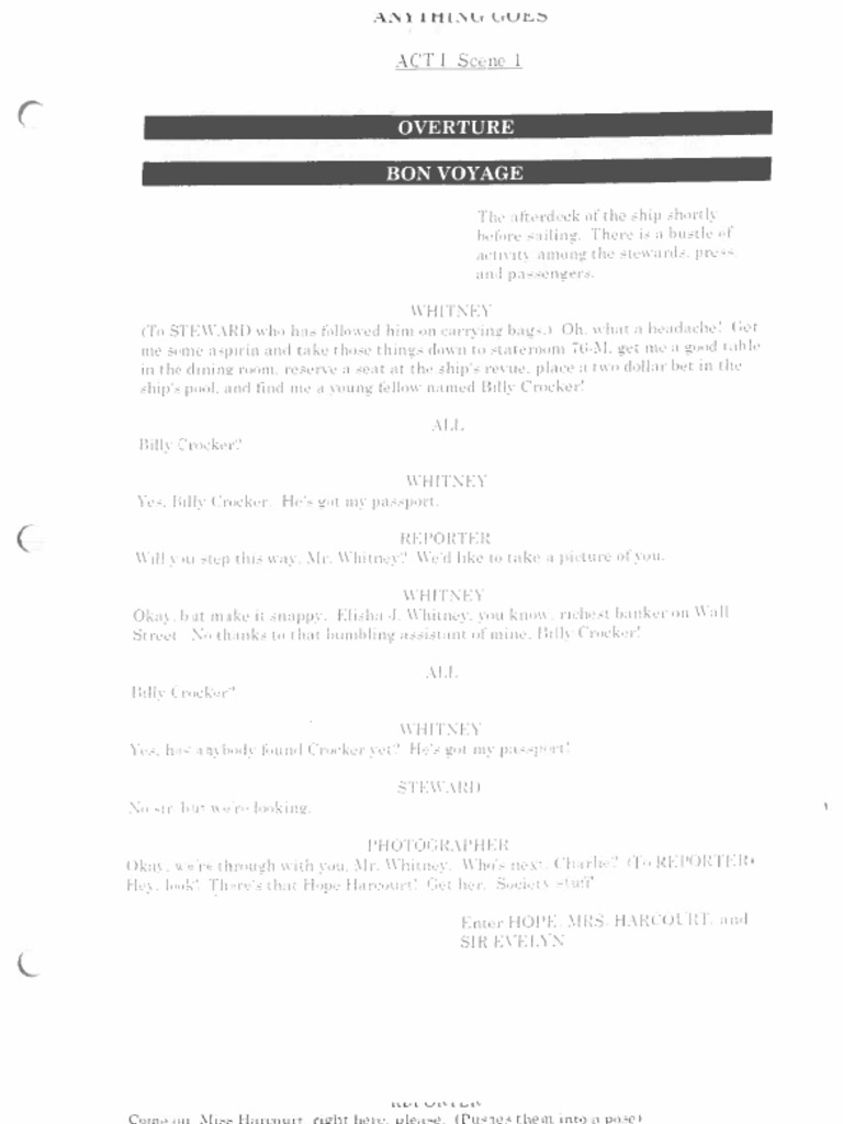 Anything Goes Script 1962 | PDF