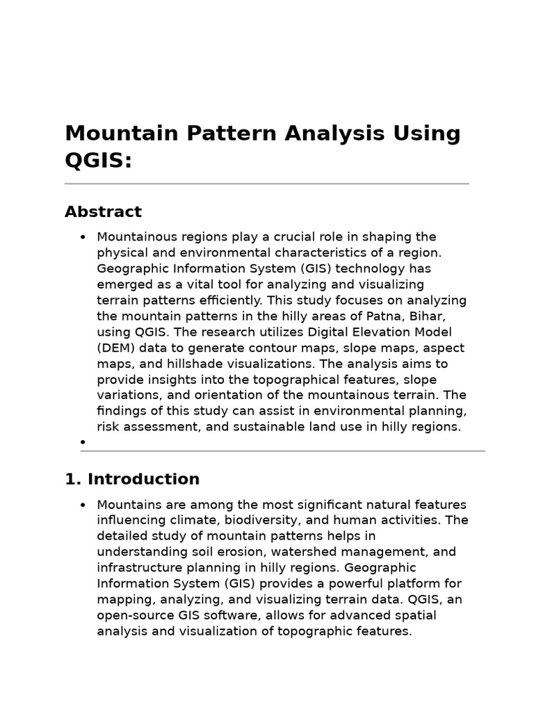 Mountain Pattern Analysis Using QGIS | PDF | Geographic Information ...