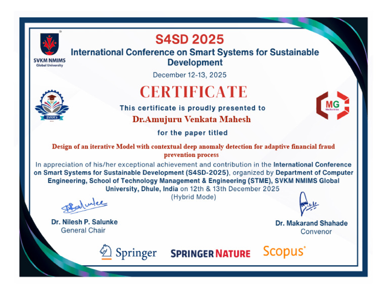 S4SD 2025 Certificate Paper Id - 292 - Dr.amujuru Venkata Mahesh | PDF