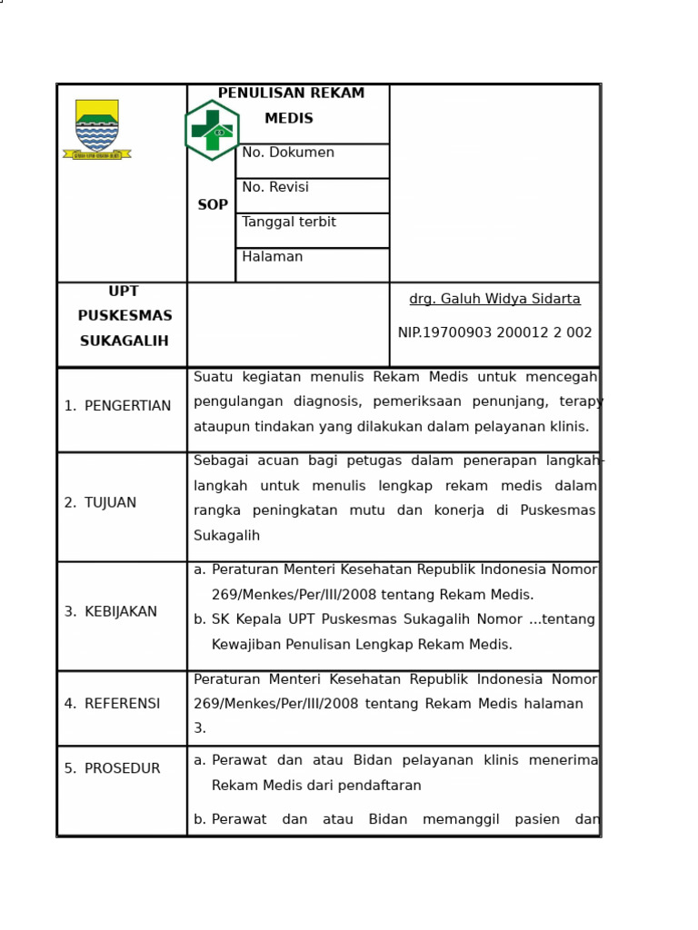  Sop Penulisan Rekam Medis 5 PDF Free 